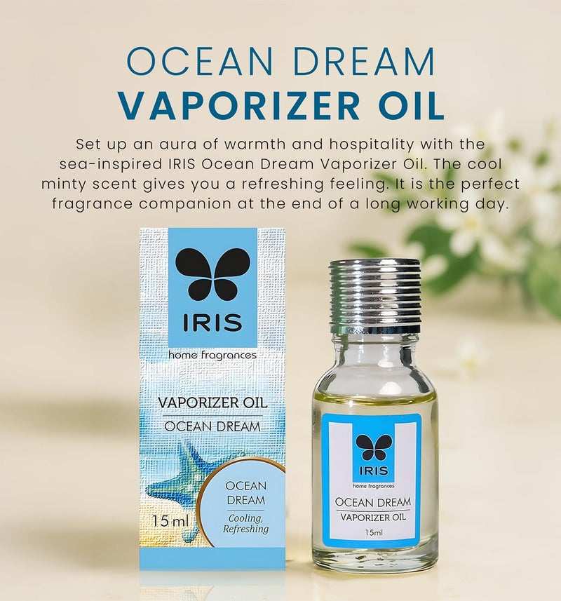 IRIS Ocean Dream Vaporizer Oil 15ml | Aroma Oil for Diffuser & Oil Burner | Toxin-Free Home Fragrance | Aromatherapy Mood Enhancer - Image 5