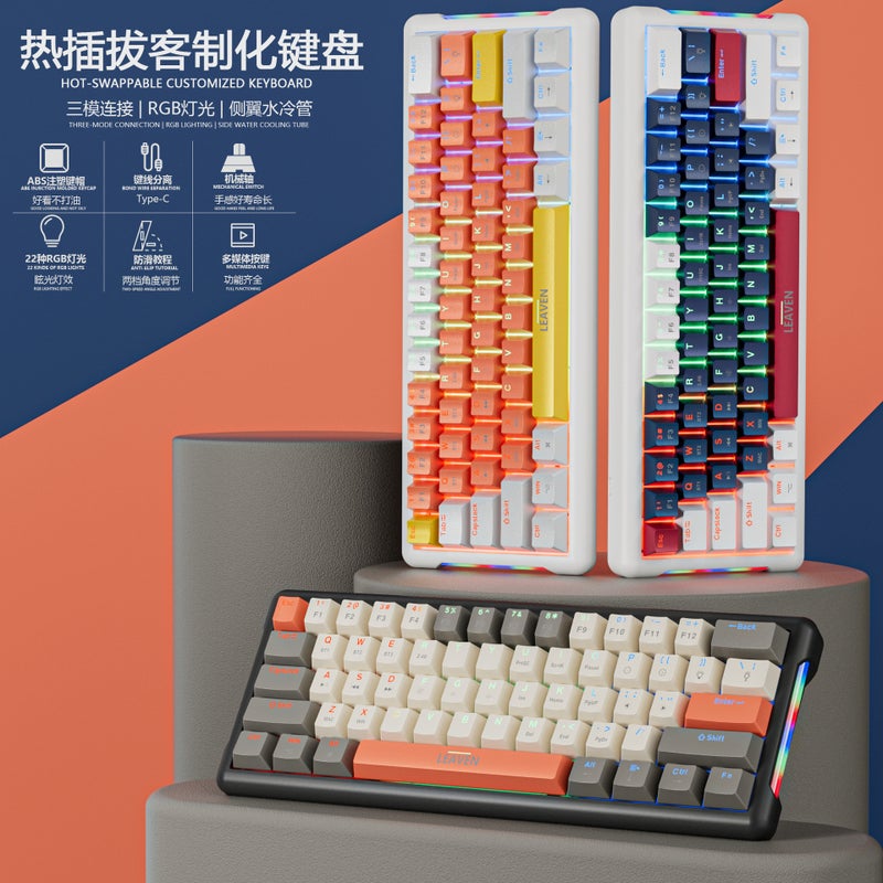 كراك K610 لوحة مفاتيح ثلاثية الوضع مخصصة - قابس روسي لألعاب الكمبيوتر بلووتوث لاسلكية ميكانيكية - Image 3