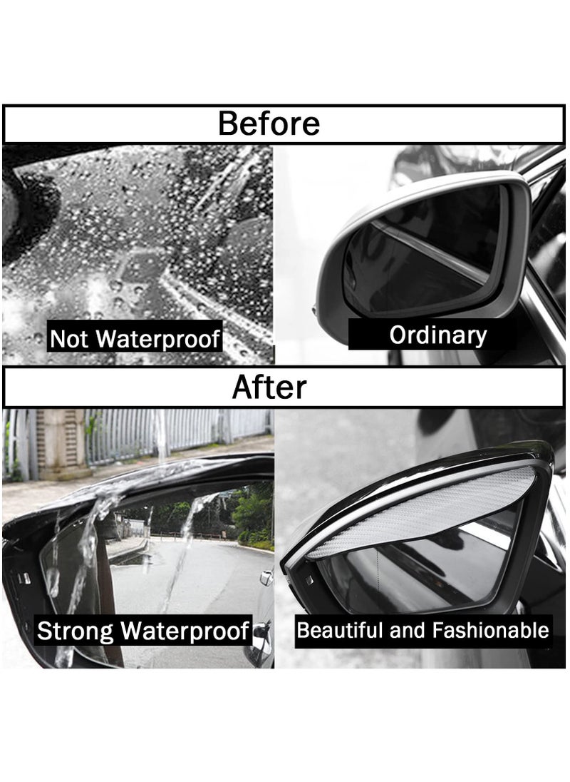 Generic - Car Rear View Side Mirror Rain Shield, 2pcs Auto Truck Rear View Mirror Rain Eyebrow Sun Visor Universal Carbon Fiber Waterproof Rain Cover with 3M Fixing Sticker (Black) - Image 1