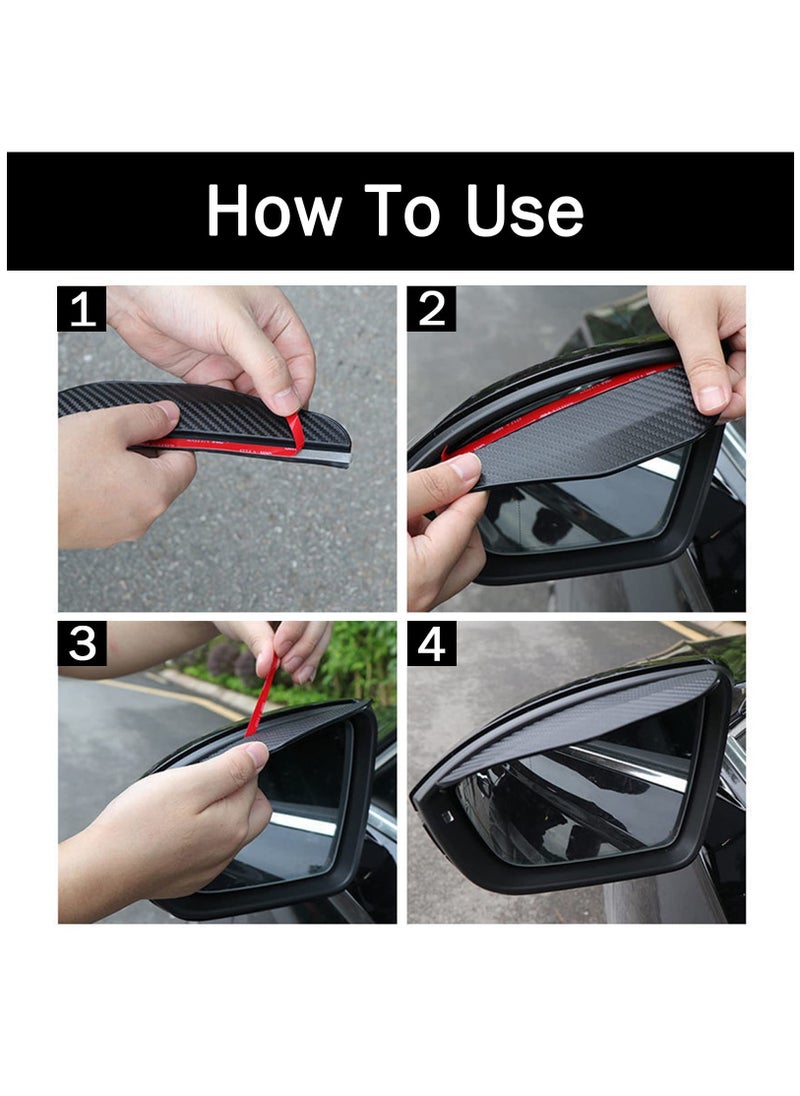 Generic - Car Rear View Side Mirror Rain Shield, 2pcs Auto Truck Rear View Mirror Rain Eyebrow Sun Visor Universal Carbon Fiber Waterproof Rain Cover with 3M Fixing Sticker (Black) - Image 1