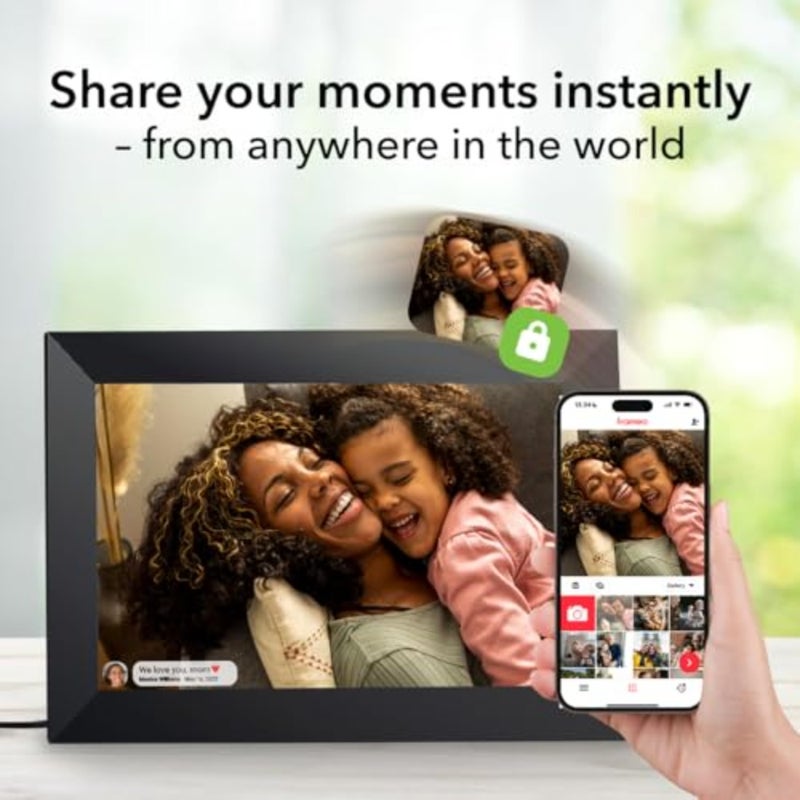 إطار صور رقمي 32 جيجابايت 10.1 بوصة شاشة لمس LCD IPS 1280 × 800، إطار صورة رقمي واي فاي ذكي، صورة ذاتية التدوير والمناظر الطبيعية، مشاركة اللحظات على الفور عبر تطبيق Frameo من أي مكان - Image 2