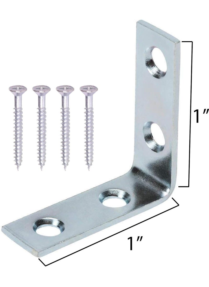 ALIJA ALIJA Bright Zinc Plated on Iron Corner Brace 1 x 1 inch Pack of 12  - Image 2