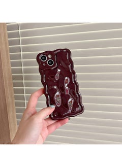Solid Color Electroplated Water Corrugated IPhone16promax Phone Case Apple 15/14 16e Advanced Sense-Color:Xym Wave Meteorite Wine Red-Applicable Model:13pro (without Packaging)