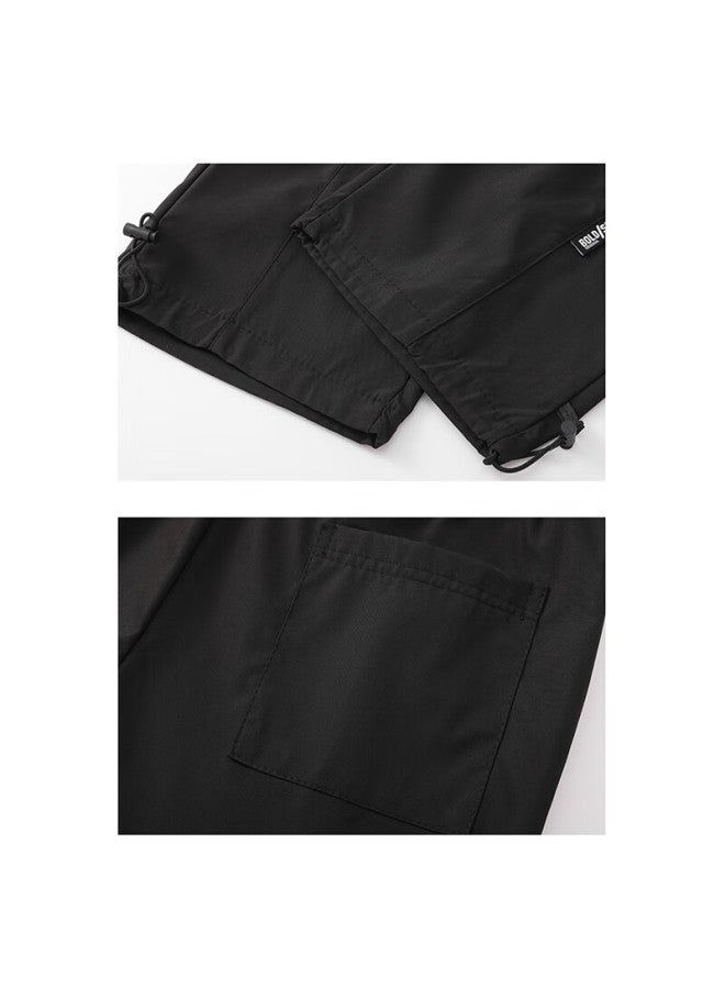Vancamel Men's Casual Loose Straight Outdoor Sports Waterproof Breathable Hiking Pants Black M Spring Autumn - Image 2