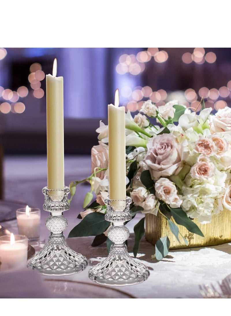 MLADEN Glass Candle Holder Clear Candlestick Holder & Taper Candle Holder for Wedding Party Table Anniversary Dining Room Table alentine's Day  - Image 3