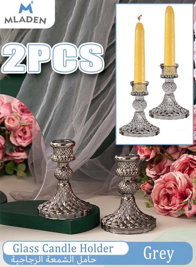 MLADEN Glass Candle Holder Clear Candlestick Holder & Taper Candle Holder for Wedding Party Table Anniversary Dining Room Table alentine's Day  - Image 1