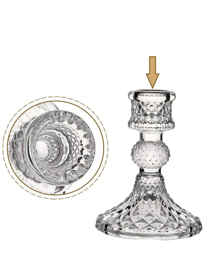 MLADEN Glass Candle Holder Clear Candlestick Holder & Taper Candle Holder for Wedding Party Table Anniversary Dining Room Table alentine's Day  - Image 4