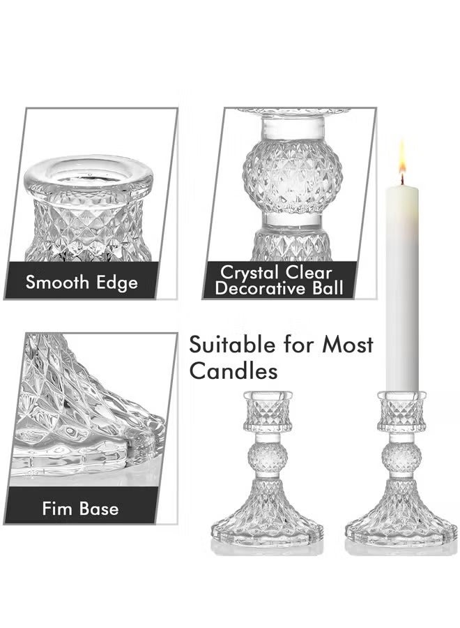 MLADEN Glass Candle Holder Clear Candlestick Holder & Taper Candle Holder for Wedding Party Table Anniversary Dining Room Table alentine's Day  - Image 5