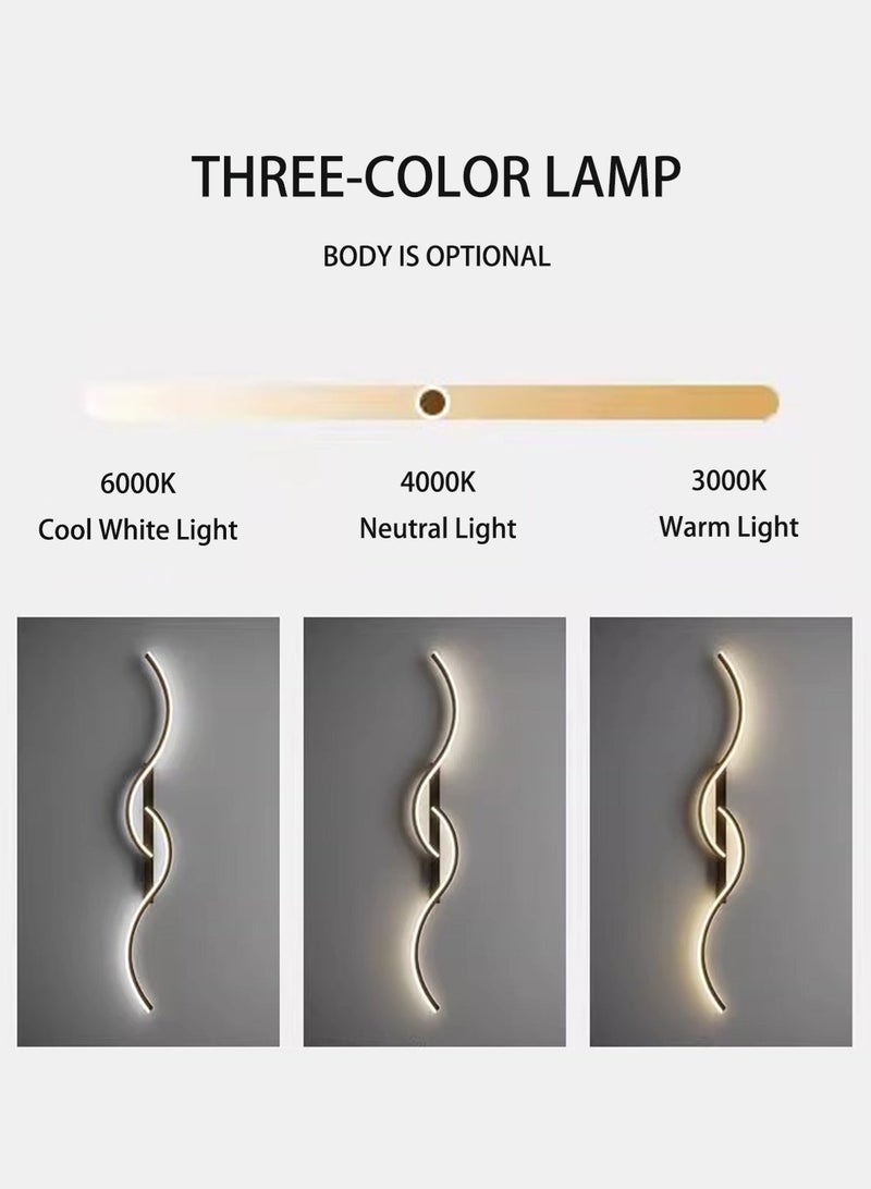 LOOPITYS (BLACK, 100CM，Three color temperatures）Modern Creative Strip Led Wall Lamp Minimalist Bedroom Bedside Wall Sconce Led Lights Living Room TV Sofa Background Wall Lamp - Image 3