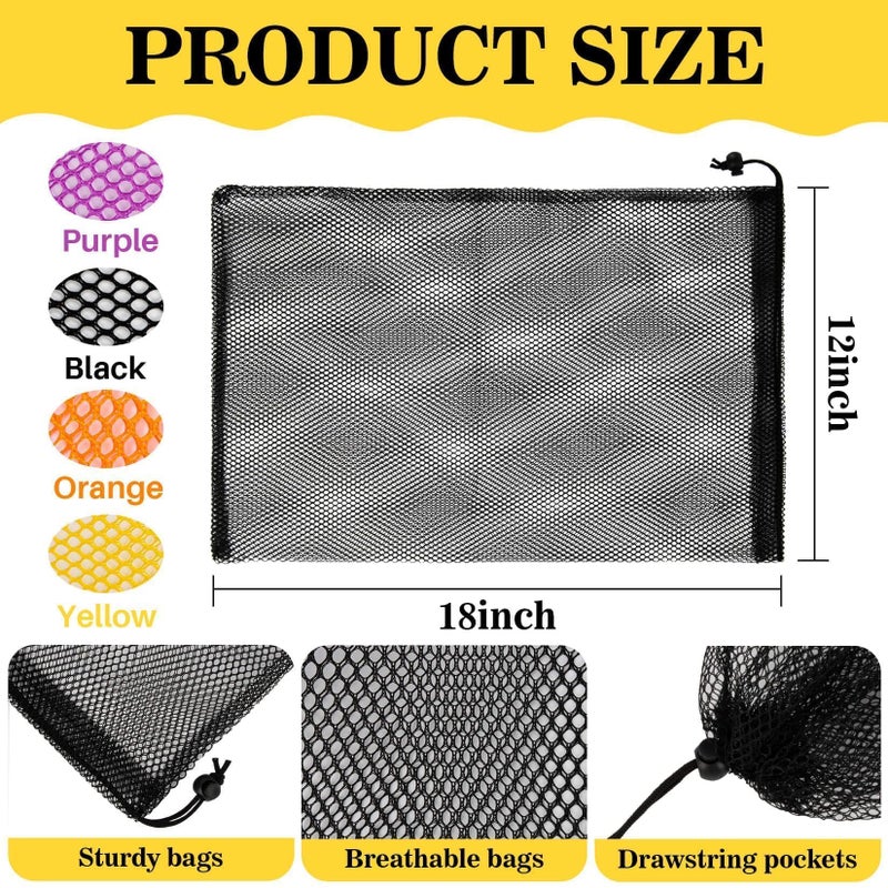 MAQIHAN MAQIHAN 4PCS Colorful Mesh Bag - Mesh Bag Drawstring Suitable for Beach Toy Ball Camping Clothing,for storage, Drawstring Storage, Sturdy and Durable - Image 2