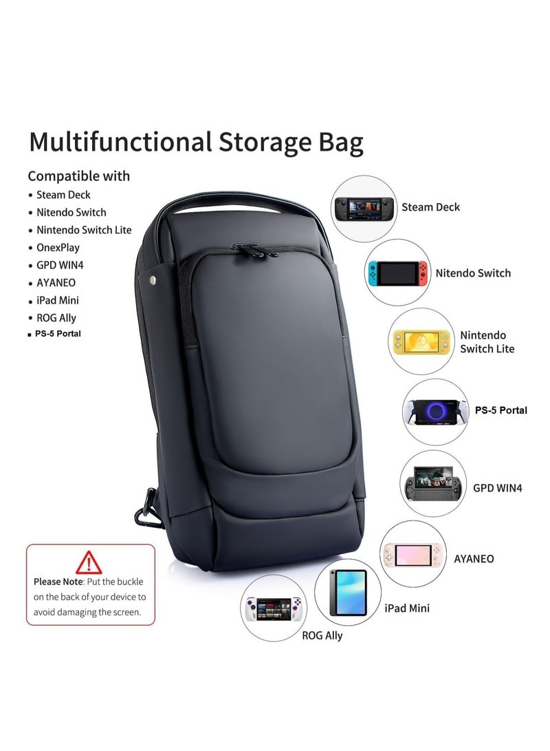 FlashHawk Carrying Case for PS5 Portal Travel Bag Crossbody Bag for Steam Deck Nintendo Switch ,Waterproof and Shockproof for Protector Travel Case for Playstation Portal - Image 3