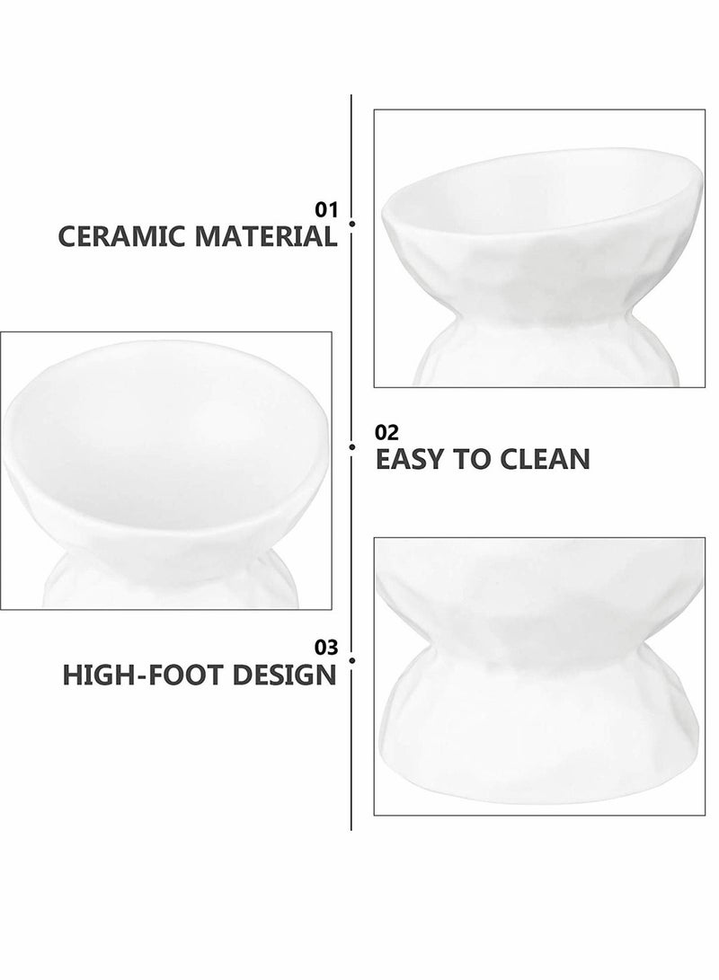 Excefore Elevated Cat Bowls Pet Food Water Feeder Bowl Tilted Non-Slip for Cats Small Dogs Safe Lead & Cadmium Free Easy to Wash White - Image 5