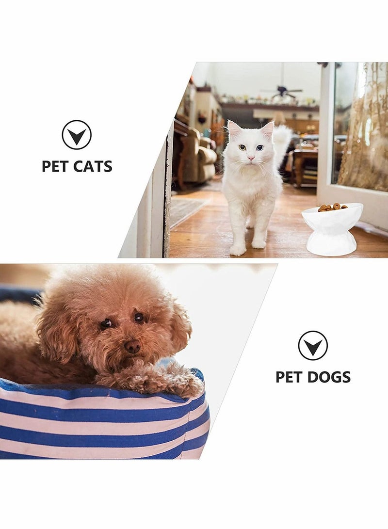 Excefore Elevated Cat Bowls Pet Food Water Feeder Bowl Tilted Non-Slip for Cats Small Dogs Safe Lead & Cadmium Free Easy to Wash White - Image 4
