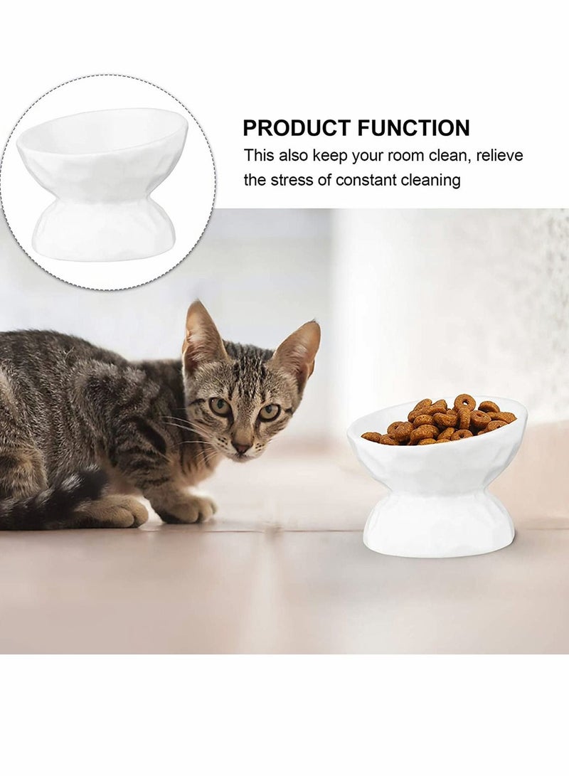 Excefore Elevated Cat Bowls Pet Food Water Feeder Bowl Tilted Non-Slip for Cats Small Dogs Safe Lead & Cadmium Free Easy to Wash White - Image 2