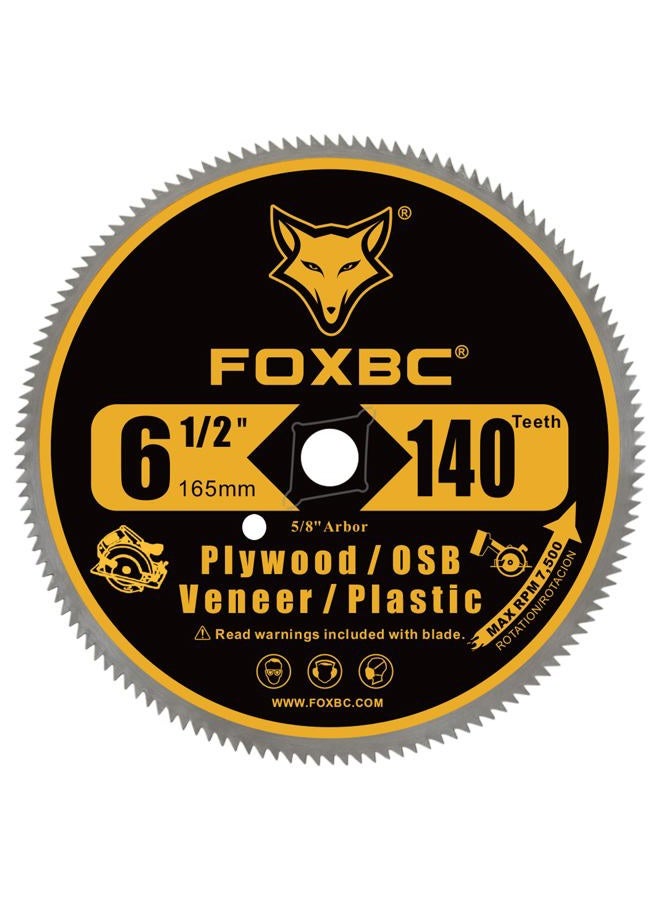 FOXBC 6-1/2 Inch 140 Tooth Circular Saw Blade for Plywood, OSB, Plastic, Veneer Wood Cutting with 5/8-Inch Diamond Arbor - Image 2