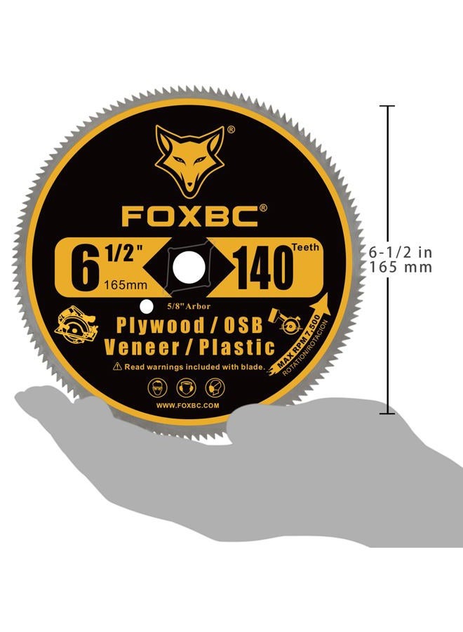 FOXBC 6-1/2 Inch 140 Tooth Circular Saw Blade for Plywood, OSB, Plastic, Veneer Wood Cutting with 5/8-Inch Diamond Arbor - Image 5