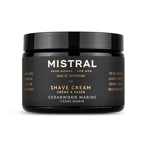 Mistral Cedarwood Marine Shaving Cream for Men Smooth Triple Layered Foam Mens Shave Cream with Organic Plant Extracts pHbalanced Phthalates ParabenFree Made in USA 9oz Tub - Image 2