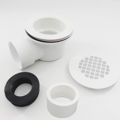WAWO Low Profile Shower Drain Kit for 2” Side Outlet Shower Drain，with 1.5“ Adapter Match 1 1/2 Low Profile Drain，PVC Side Discharge Drain with Perforated Strainer - Image 4