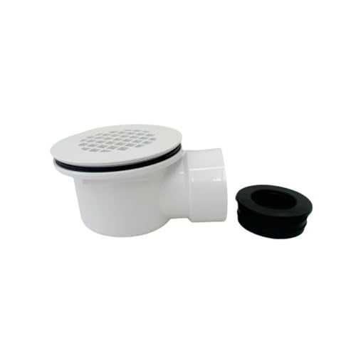 WAWO Low Profile Shower Drain Kit for 2” Side Outlet Shower Drain，with 1.5“ Adapter Match 1 1/2 Low Profile Drain，PVC Side Discharge Drain with Perforated Strainer - Image 3