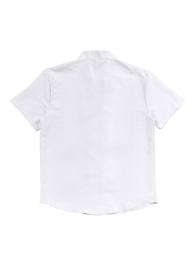 Men's Retro Linen Button-Up Short Sleeve Shirt Stand Collar Summer Casual Top Quality Material Comfortable Fit Male Model Shirt  - Image 3