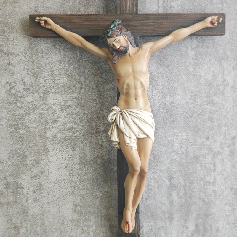 BC BUILDCLASSIC BC Catholic Crucifix Wall Cross, 10" H Jesus Christ Wall Decor for Home Altar, Crucifijos Catolicos Religious Gift, Inspirational Indoor Decor, Handpainted Renaissance Sculpture by Buildclassic - Image 4