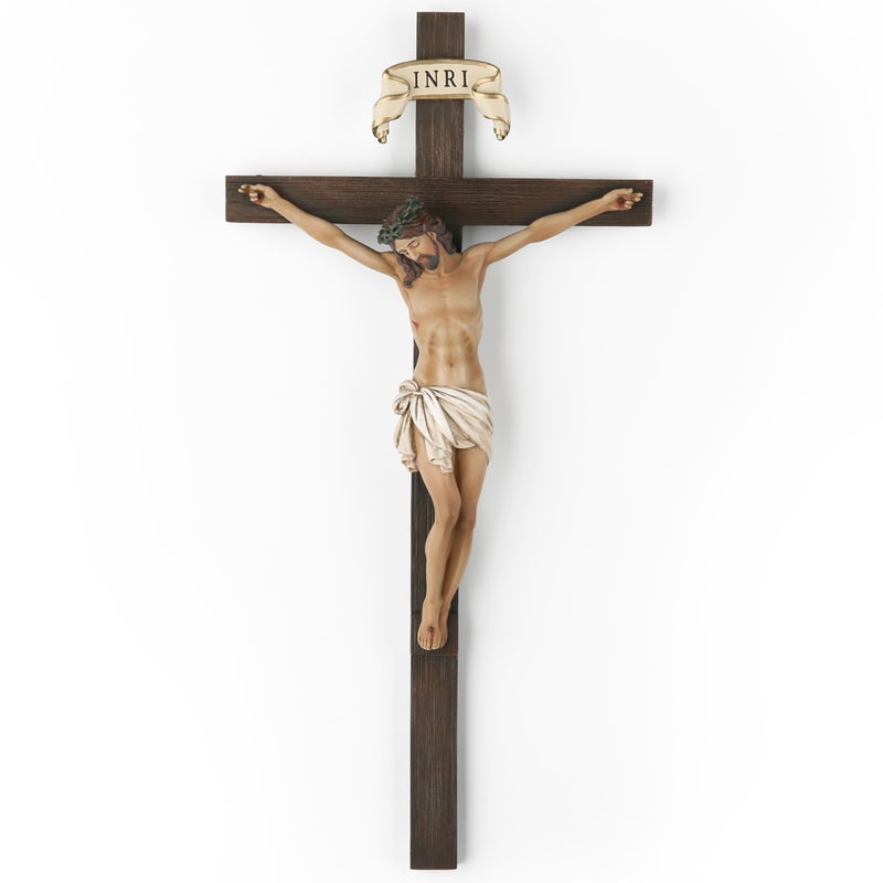 BC BUILDCLASSIC BC Catholic Crucifix Wall Cross, 10" H Jesus Christ Wall Decor for Home Altar, Crucifijos Catolicos Religious Gift, Inspirational Indoor Decor, Handpainted Renaissance Sculpture by Buildclassic - Image 1