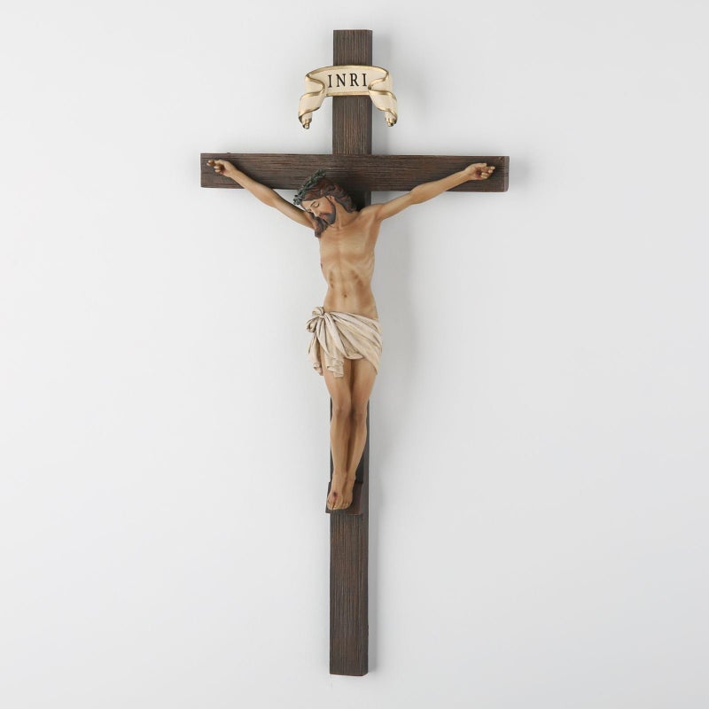 BC BUILDCLASSIC BC Catholic Crucifix Wall Cross, 10" H Jesus Christ Wall Decor for Home Altar, Crucifijos Catolicos Religious Gift, Inspirational Indoor Decor, Handpainted Renaissance Sculpture by Buildclassic - Image 3