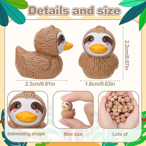 GGSTDDUP 60pcs Mini Resin Sloth Ducks Tiny Sloths Duckies for Hiding Miniature Sloths Figurines Novelty Party Favors Gift Decoration Brown Sloth Duck - Image 5