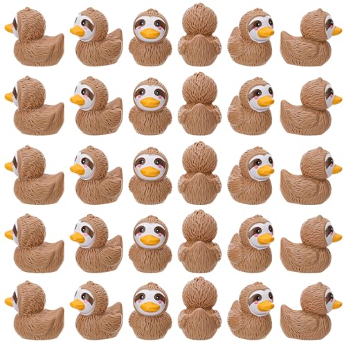 GGSTDDUP 60pcs Mini Resin Sloth Ducks Tiny Sloths Duckies for Hiding Miniature Sloths Figurines Novelty Party Favors Gift Decoration Brown Sloth Duck - Image 1
