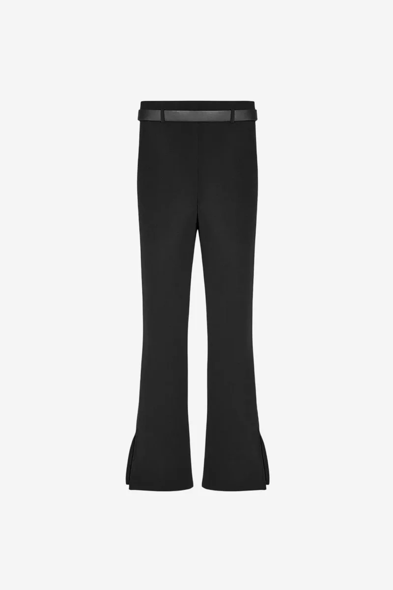 Dilvin Black DILVIN Belted Skinny Flare Pants for Women | Best Price UAE