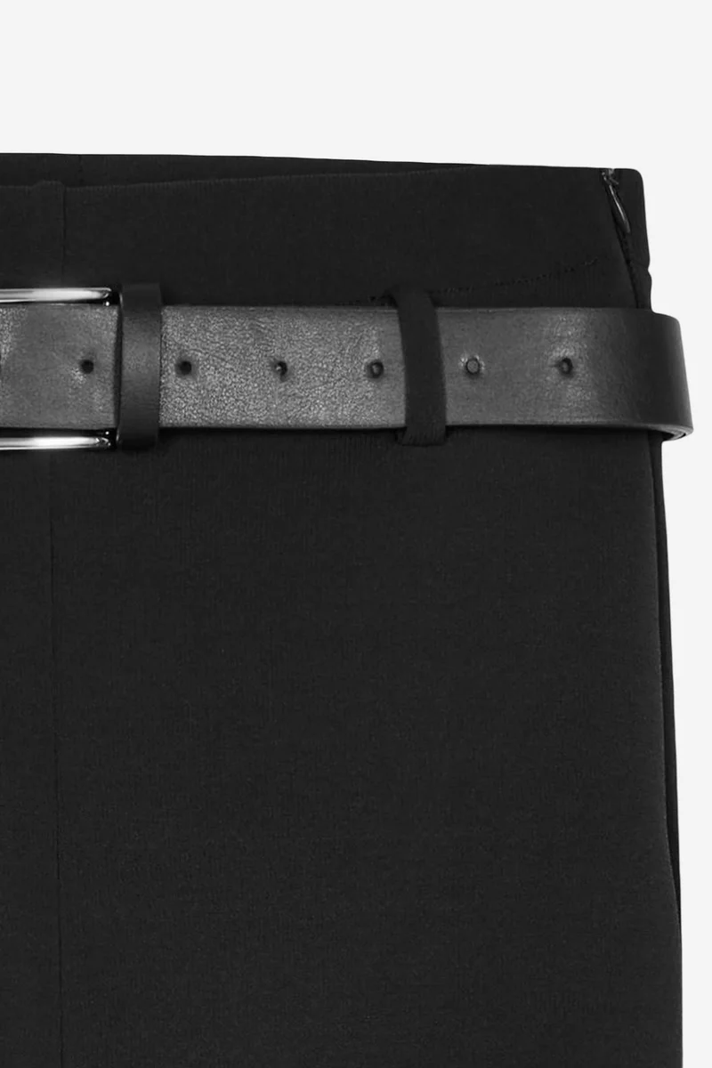 Dilvin Black DILVIN Belted Skinny Flare Pants for Women | Best Price UAE