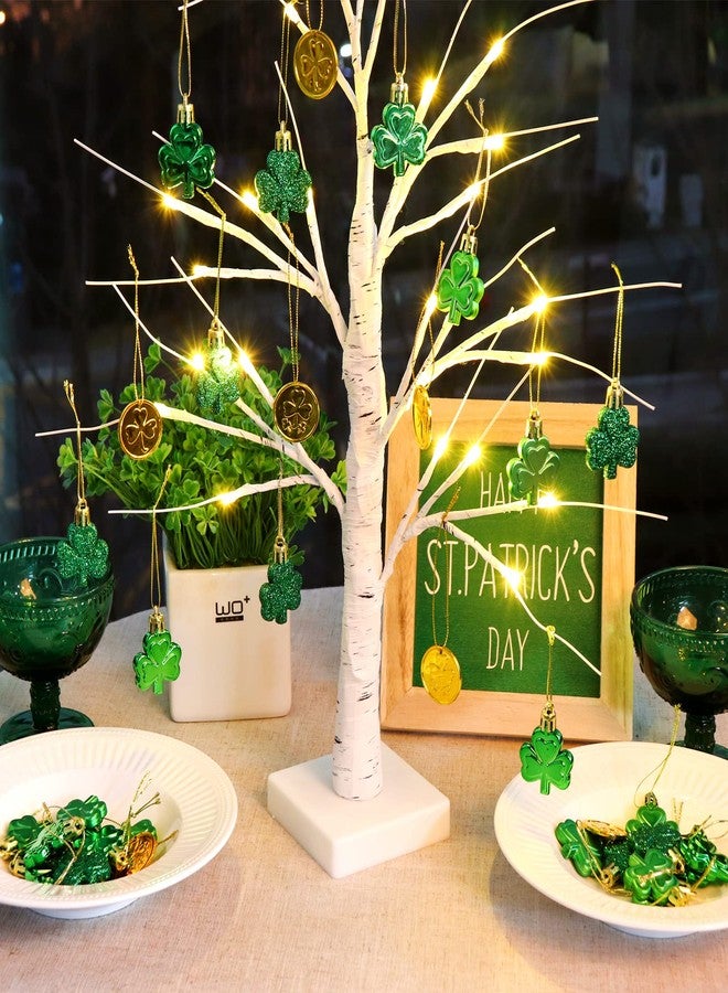 Bunny Chorus St. Patrick's Day Decorations: 23.2" Lighted Birch Tree with 36pcs Shamrock Ornaments & Gold Coins for Home, Table, Tree, Shop, Office, Fireplace - Image 4