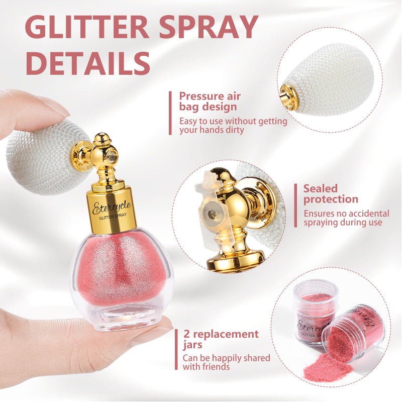 Etercycle Fine Body Glitter, Pink Hair Body Glitter Spray Beautiful Face Makeup Glitter, Cute High Gloss Cosmetic Shimmer Hairspray Shiny Fabric Glitter Spray for Clothing Stage Festival Rave Prom - Image 4