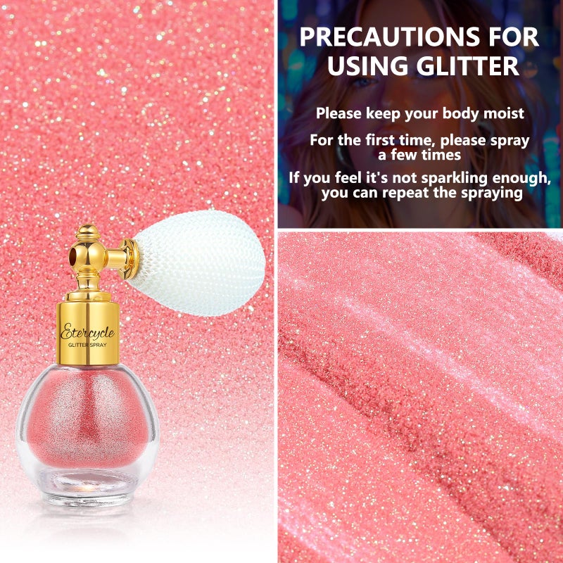 Etercycle Fine Body Glitter, Pink Hair Body Glitter Spray Beautiful Face Makeup Glitter, Cute High Gloss Cosmetic Shimmer Hairspray Shiny Fabric Glitter Spray for Clothing Stage Festival Rave Prom - Image 3