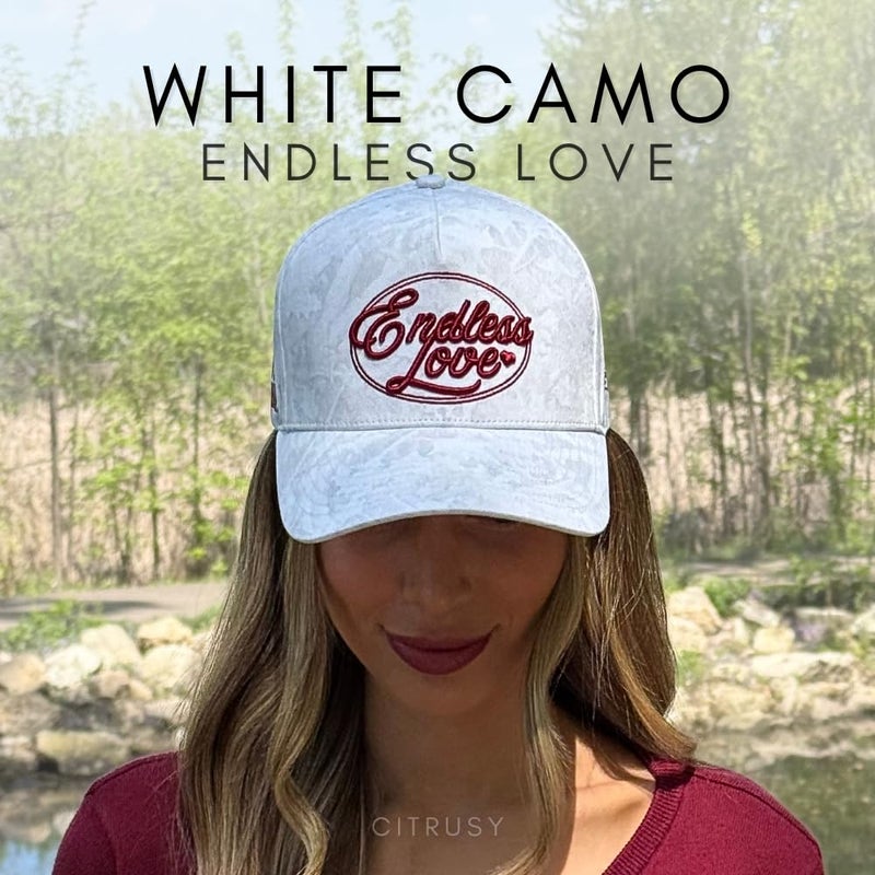 CITRUSY Vintage Fashion Trucker Hat | Men & Women | Embroidered Western Trendy Baseball Caps | Country Cute for Cowgirls & Cowboys | Camo Red Pink Cotton | Snapback Hat (Endless Love | White Camo) - Image 4