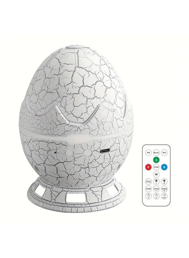 White Dinosaur Egg Star Projector 360 Rotating Remote Control Night Light USB Powered - Image 1