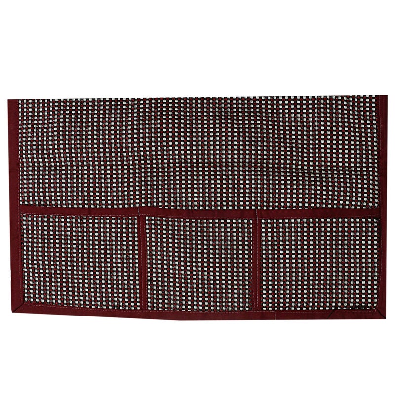 Kuber Industries Kuber Industries Check Design Jute Fridge Top Cover Protect for Scratches Wear Tear and Dust with 6 Utility Side Pockets BrownHS_38_KUBMART21053 Standard  - Image 4