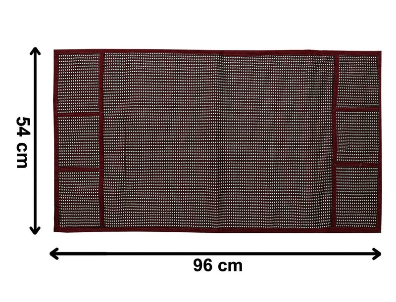Kuber Industries Kuber Industries Check Design Jute Fridge Top Cover Protect for Scratches Wear Tear and Dust with 6 Utility Side Pockets BrownHS_38_KUBMART21053 Standard  - Image 5