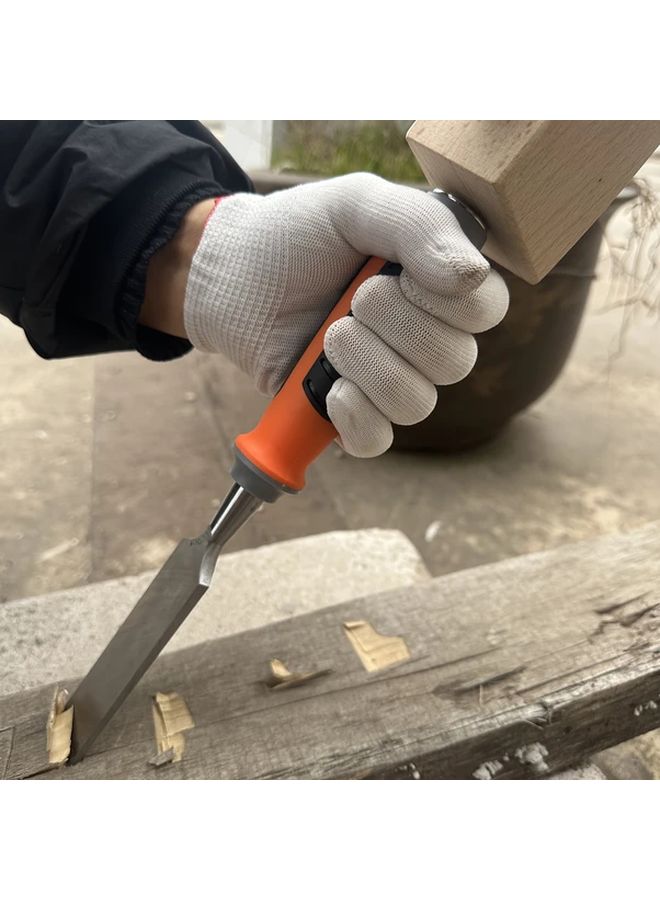 1 4 3 4 1 Inch 4 Piece Woodworking Chisel Set Heavy Duty Tri Color TPR Plastic Comfortable Non Slip Grip Handle Knock Resistant Tail Pin CR V High Hardness Blade 62 HRC Suitable For All Wood - Image 5