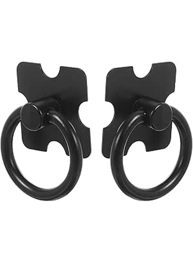 Black Metal Cabinet Knobs 2pcs Round Drawer Pulls for Wardrobe Dresser Furniture Replacement - Image 1