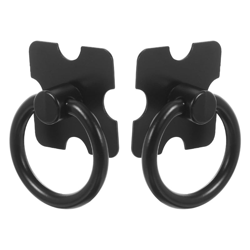 Black Metal Cabinet Knobs 2pcs Round Drawer Pulls for Wardrobe Dresser Furniture Replacement - Image 2