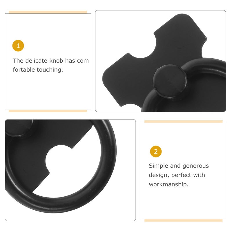 Black Metal Cabinet Knobs 2pcs Round Drawer Pulls for Wardrobe Dresser Furniture Replacement - Image 4