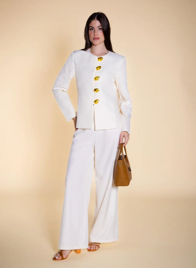 SHAPES STATEMENT ROUND-NECK BLAZER SET