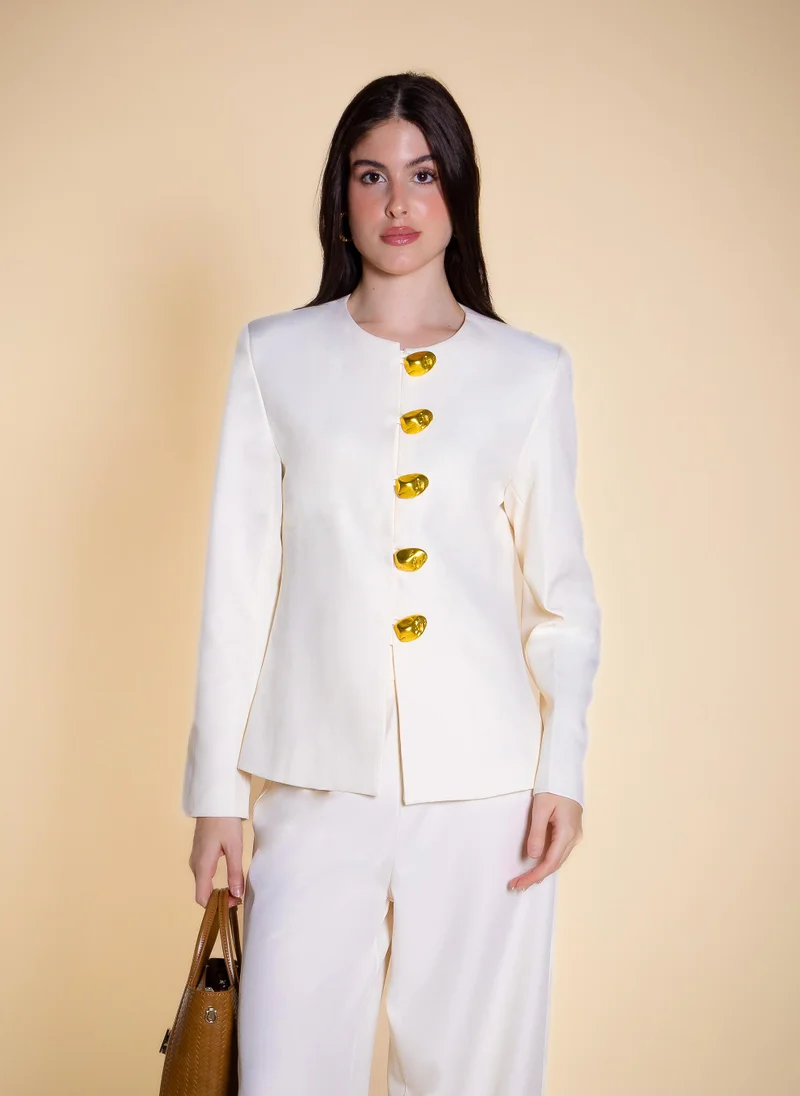 SHAPES STATEMENT ROUND-NECK BLAZER SET