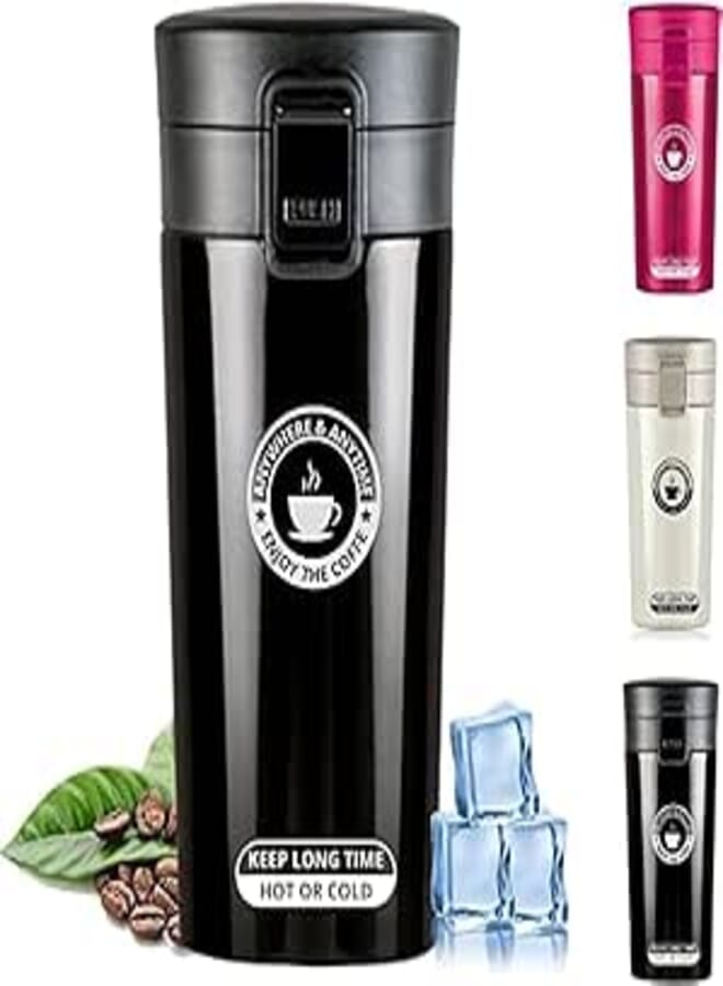 Spaceshoop Fresh Travel Thermos Tea and Coffee Mug - Mug with Mesh Lid Filter Hot and Cold for 6 Hours (brown)