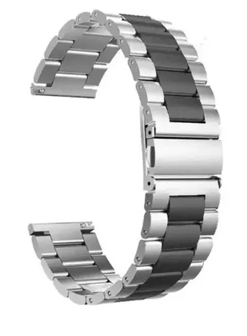 Metal Smartwatch Wrist Strap Band For Huawei Watch Gt 22mm/Samsung Galaxy Watch 46mm/Gear S3 Frontier/Xiaomi Huami Amazfit Gtr 47mm/Stratos 2 Silver/Black