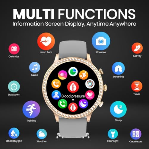PunnkFunnk Genquella Smartwatch for Women with Bluetooth Calling, 1.69" HD Touchscreen, Heart Rate SpO2 Sleep Tracker, 100+ Sports Modes, IP67 Fitness Watch for Android iPhone(Grey) - Image 5