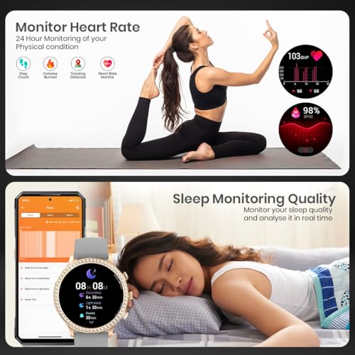 PunnkFunnk Genquella Smartwatch for Women with Bluetooth Calling, 1.69" HD Touchscreen, Heart Rate SpO2 Sleep Tracker, 100+ Sports Modes, IP67 Fitness Watch for Android iPhone(Grey) - Image 4
