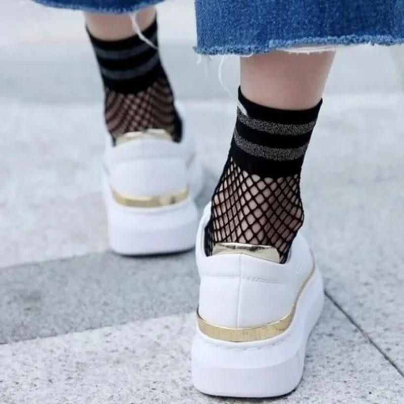 Efna Store Bolero Black Silvery Mesh Sock Women's Socks