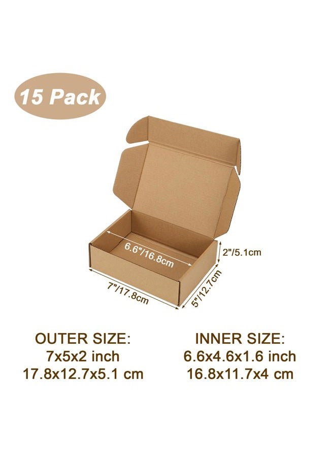 Serwrsw 7x5x2 Shipping Boxes Set of 15 Brown, Small Corrugted Cardboard Boxes for Packaging Mailing Small Business or Gift Wrapping - Image 3